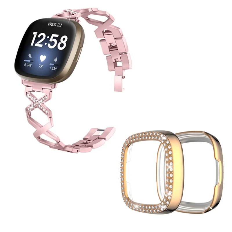 Fitbit Sense / Fitbit Versa 3 Metall armband mit Hülle