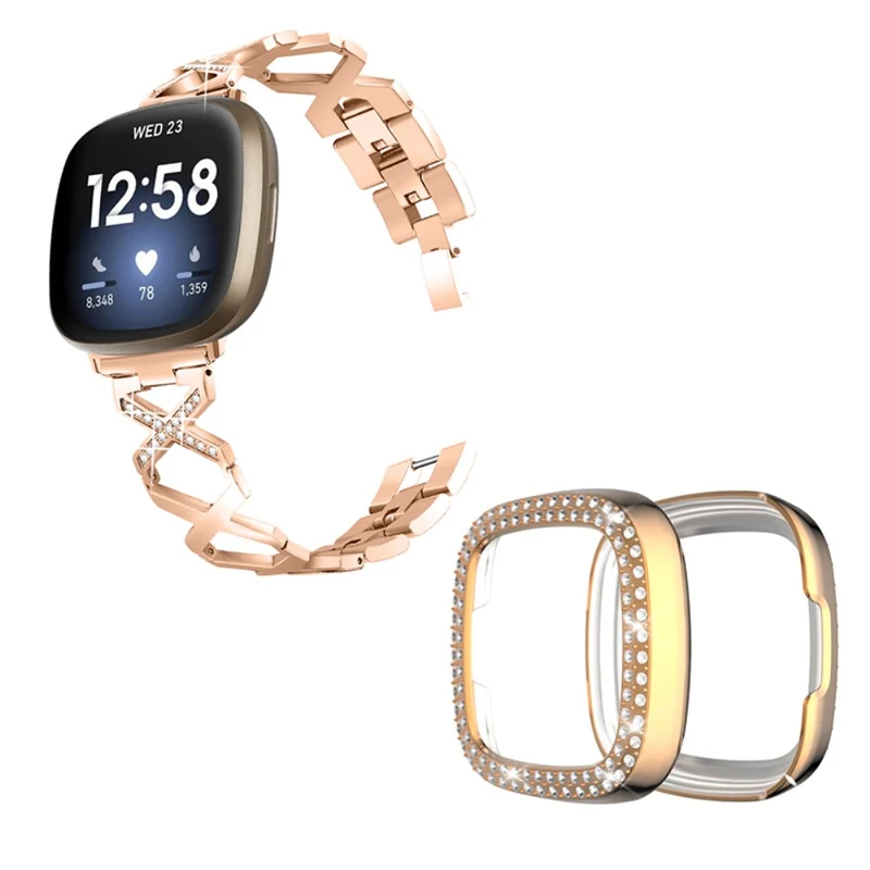 Fitbit Sense / Fitbit Versa 3 Metall armband mit Hülle