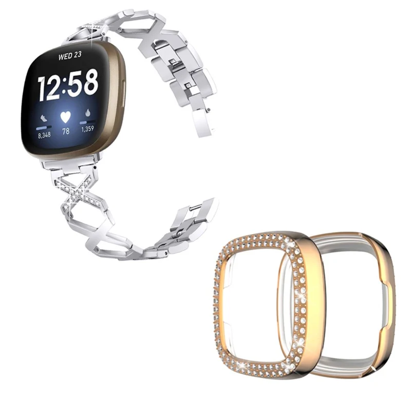 Fitbit Sense / Fitbit Versa 3 Metall armband mit Hülle
