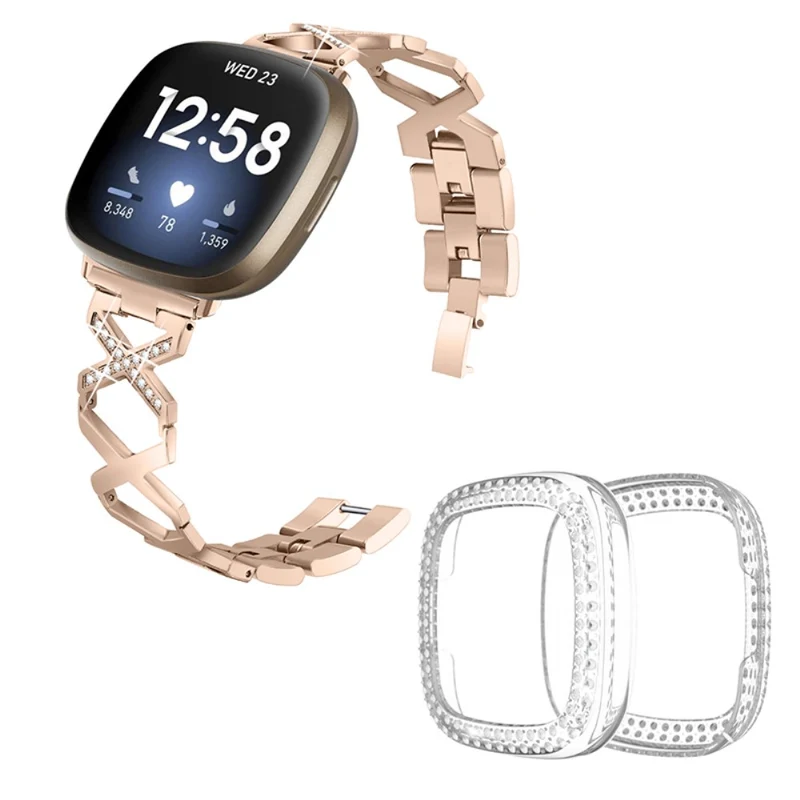 Fitbit Sense / Fitbit Versa 3 Metall armband mit Hülle