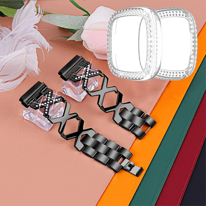 Fitbit Sense / Fitbit Versa 3 Metall armband mit Hülle