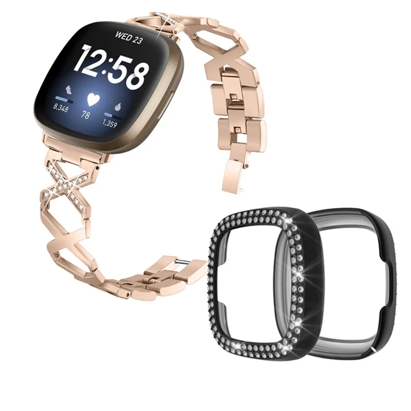 Fitbit Sense / Fitbit Versa 3 Metall armband mit Hülle