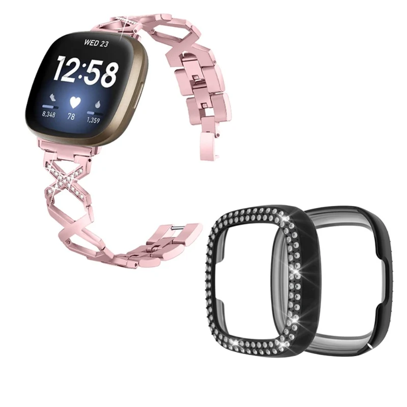 Fitbit Sense / Fitbit Versa 3 Metall armband mit Hülle