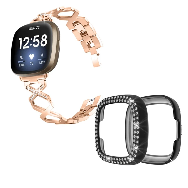 Fitbit Sense / Fitbit Versa 3 Metall armband mit Hülle