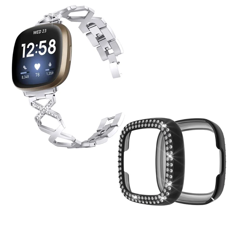 Fitbit Sense / Fitbit Versa 3 Metall armband mit Hülle