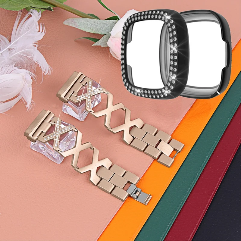 Fitbit Sense / Fitbit Versa 3 Metall armband mit Hülle