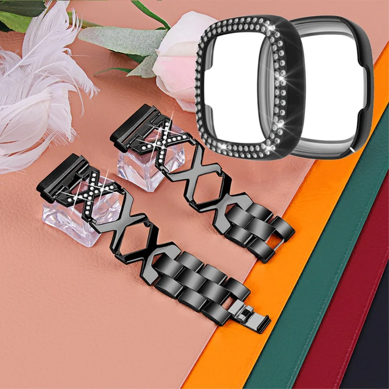 Fitbit Sense / Fitbit Versa 3 Metall armband mit Hülle