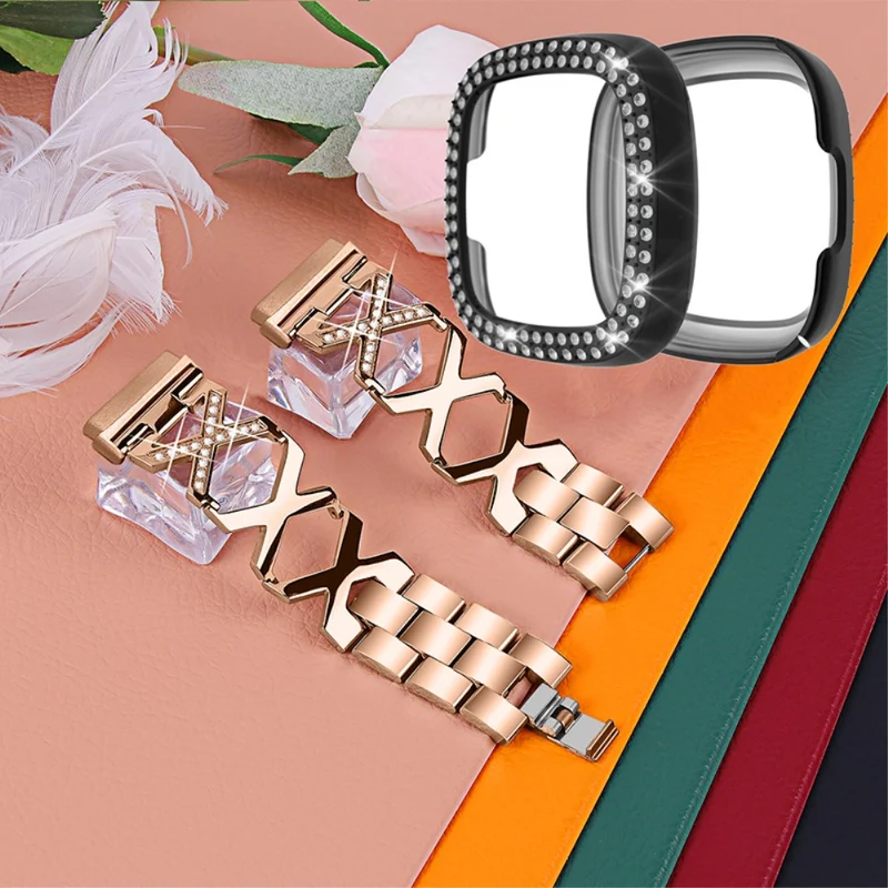 Fitbit Sense / Fitbit Versa 3 Metall armband mit Hülle