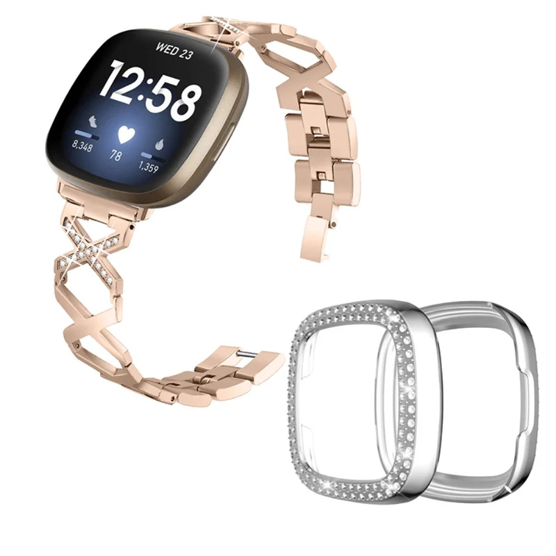 Fitbit Sense / Fitbit Versa 3 Metall armband mit Hülle