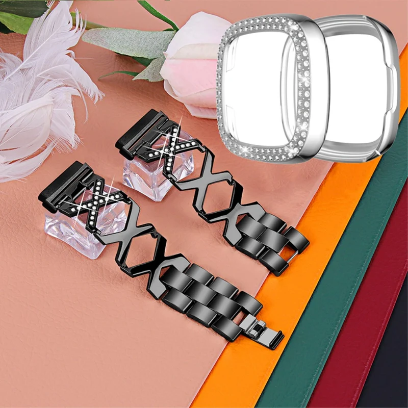 Fitbit Sense / Fitbit Versa 3 Metall armband mit Hülle