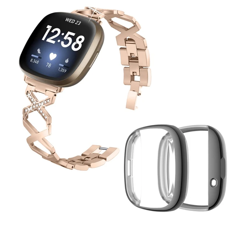 Fitbit Sense / Fitbit Versa 3 Metall armband mit Hülle