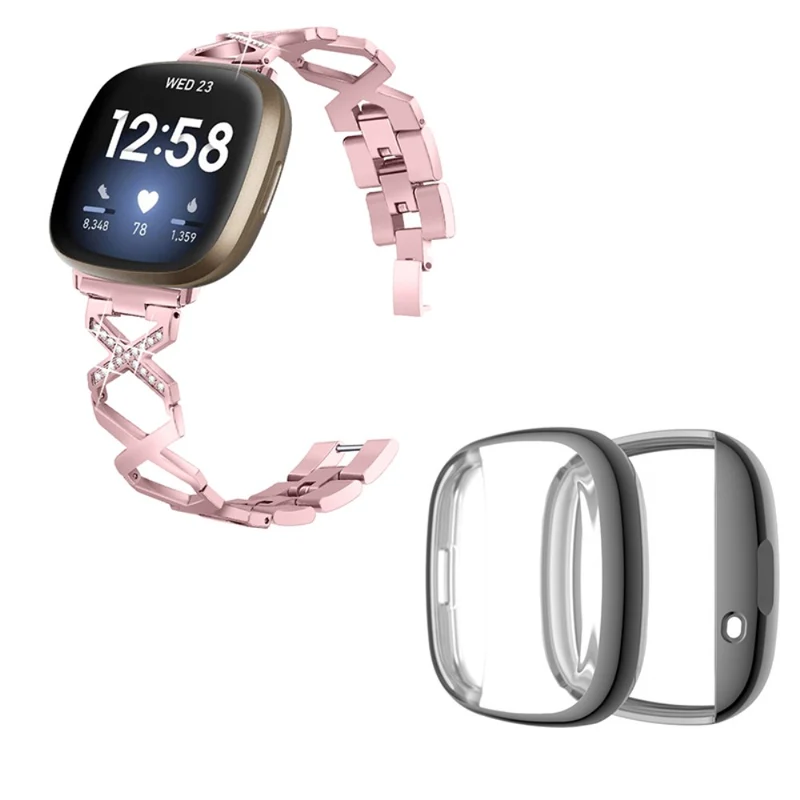Fitbit Sense / Fitbit Versa 3 Metall armband mit Hülle