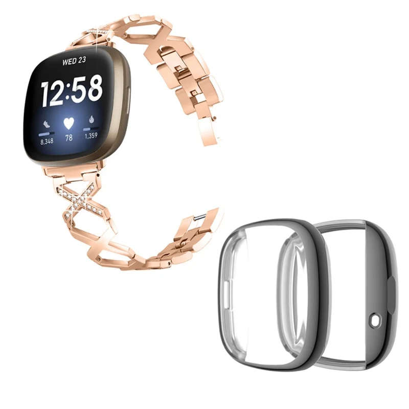 Fitbit Sense / Fitbit Versa 3 Metall armband mit Hülle