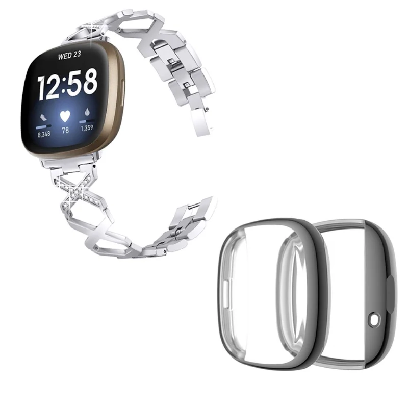 Fitbit Sense / Fitbit Versa 3 Metall armband mit Hülle