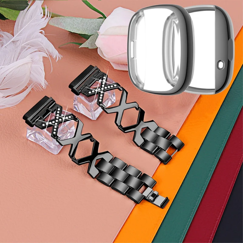 Fitbit Sense / Fitbit Versa 3 Metall armband mit Hülle
