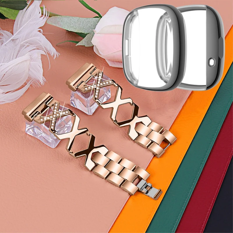 Fitbit Sense / Fitbit Versa 3 Metall armband mit Hülle