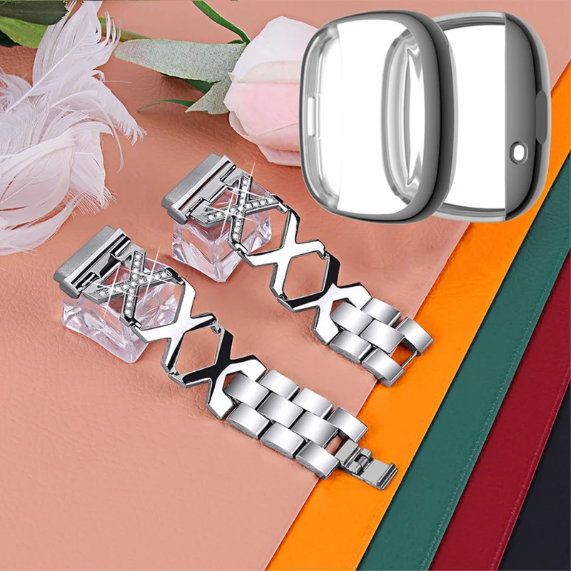 Fitbit Sense / Fitbit Versa 3 Metall armband mit Hülle