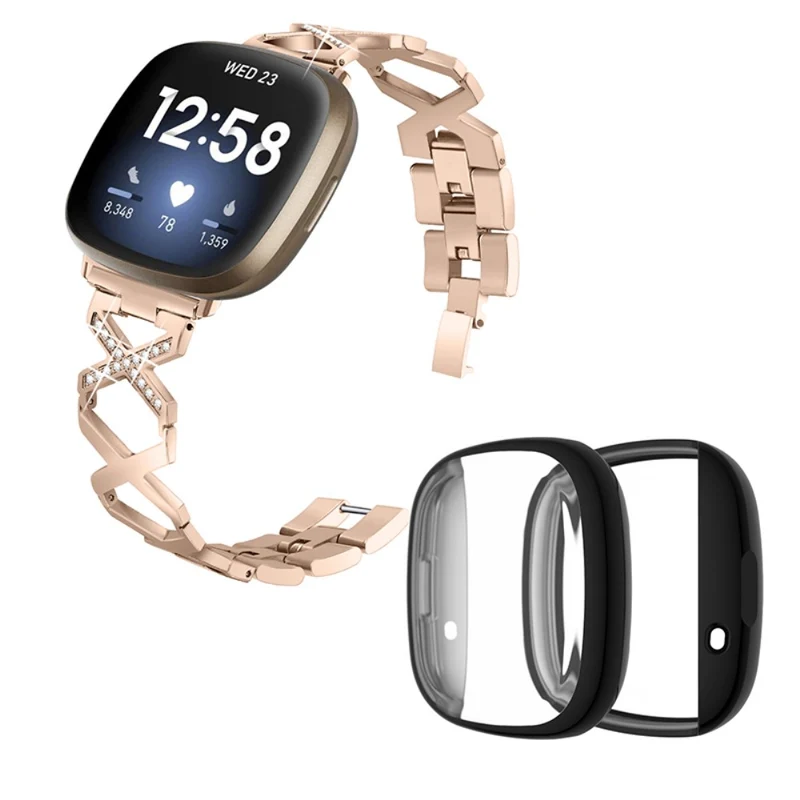 Fitbit Sense / Fitbit Versa 3 Metall armband mit Hülle