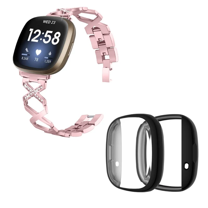 Fitbit Sense / Fitbit Versa 3 Metall armband mit Hülle