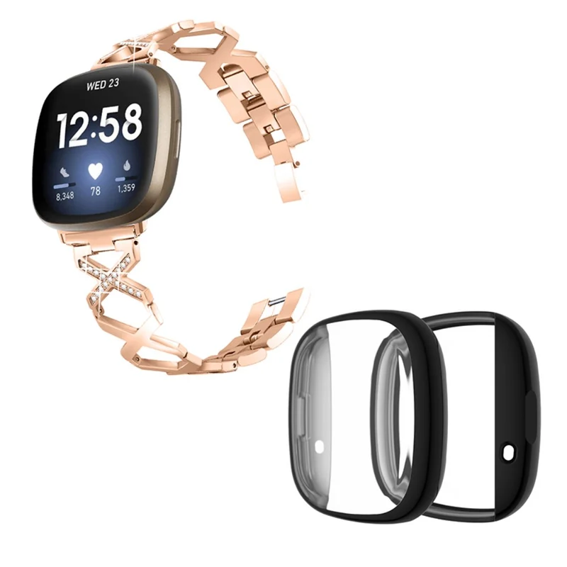 Fitbit Sense / Fitbit Versa 3 Metall armband mit Hülle