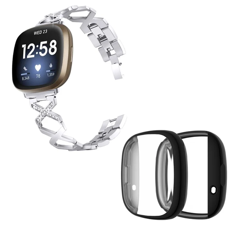 Fitbit Sense / Fitbit Versa 3 Metall armband mit Hülle