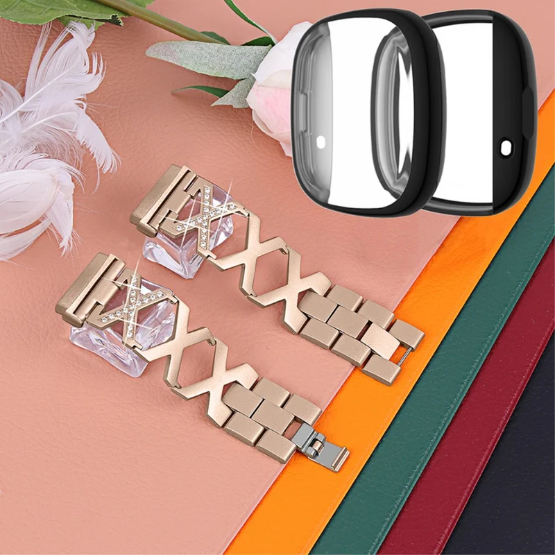 Fitbit Sense / Fitbit Versa 3 Metall armband mit Hülle
