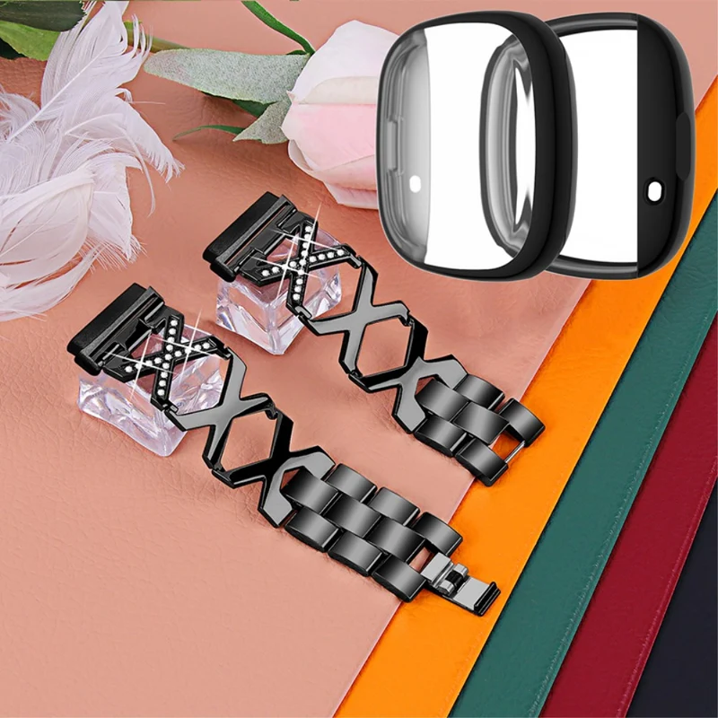 Fitbit Sense / Fitbit Versa 3 Metall armband mit Hülle
