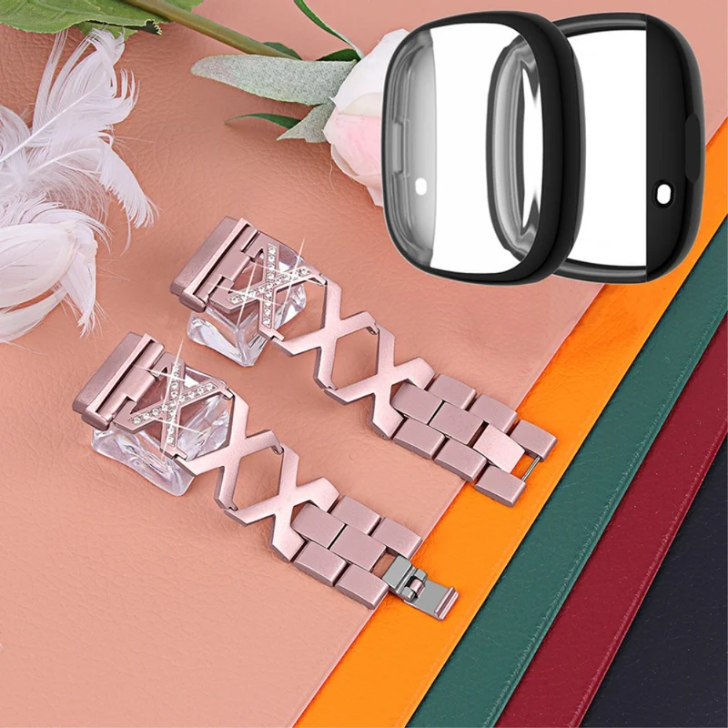 Fitbit Sense / Fitbit Versa 3 Metall armband mit Hülle
