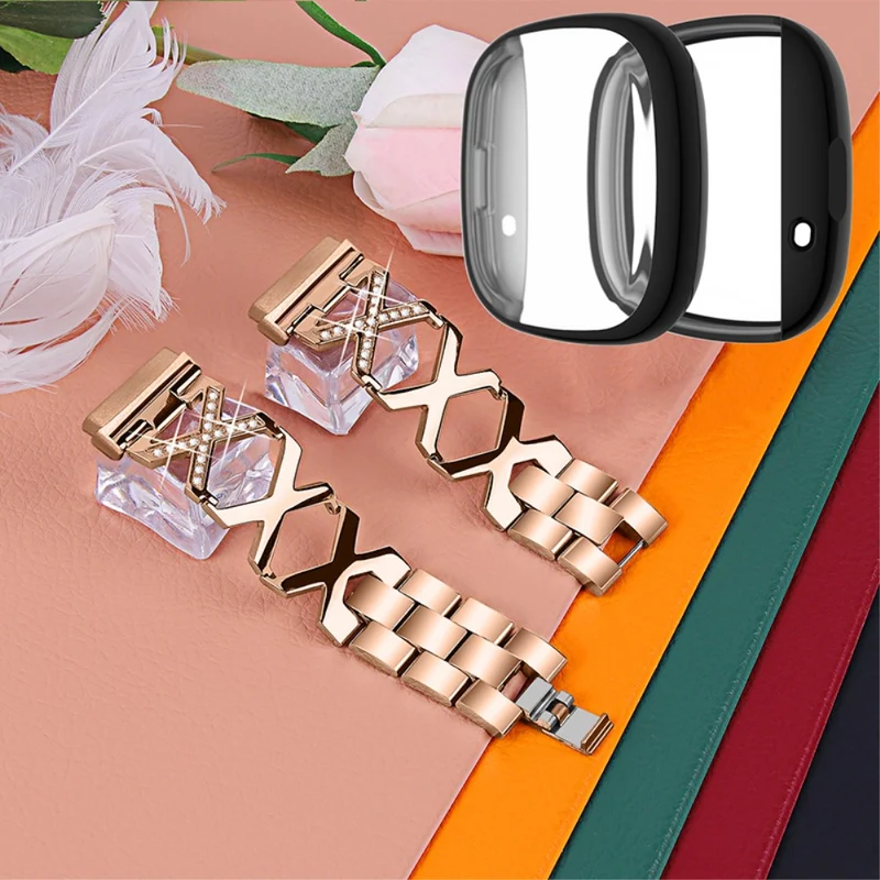 Fitbit Sense / Fitbit Versa 3 Metall armband mit Hülle