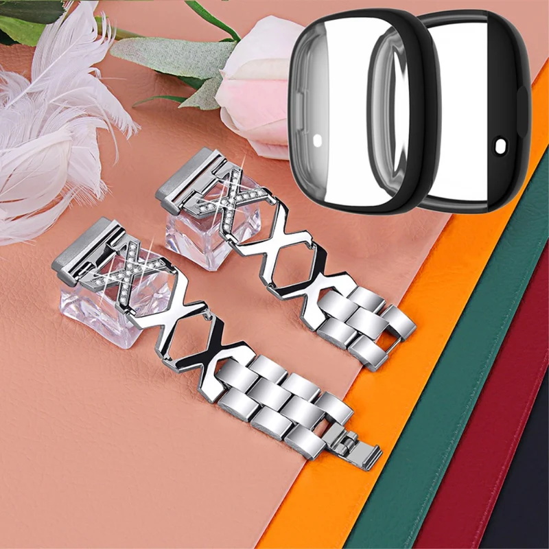 Fitbit Sense / Fitbit Versa 3 Metall armband mit Hülle