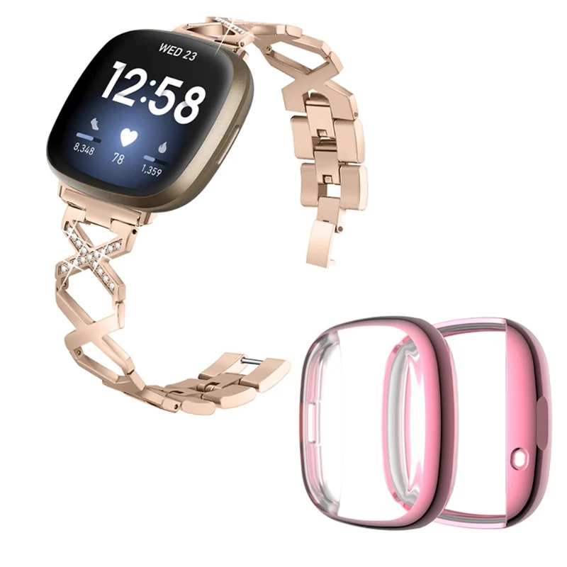 Fitbit Sense / Fitbit Versa 3 Metall armband mit Hülle
