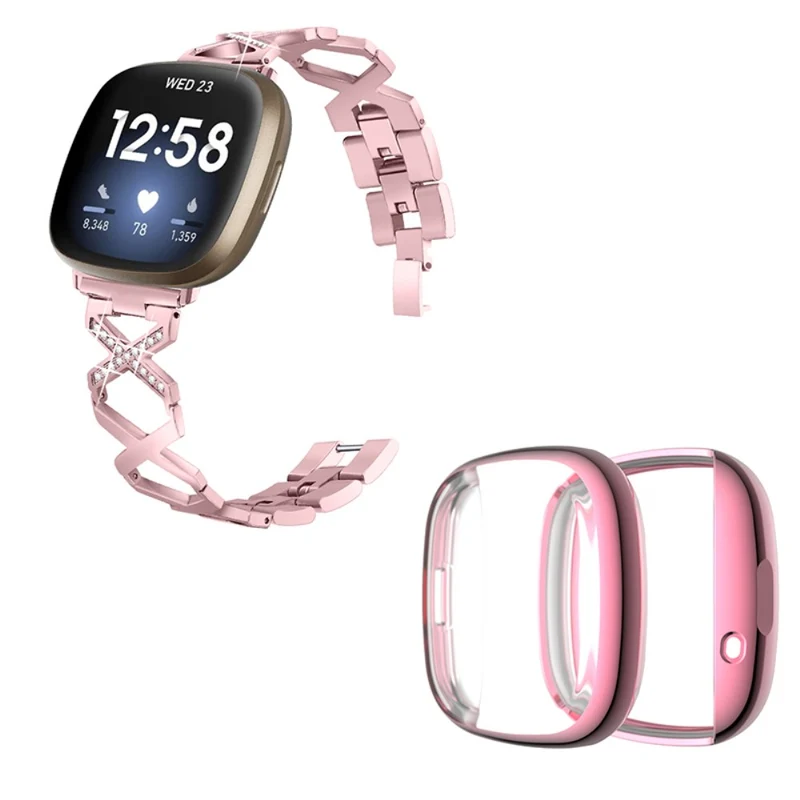 Fitbit Sense / Fitbit Versa 3 Metall armband mit Hülle