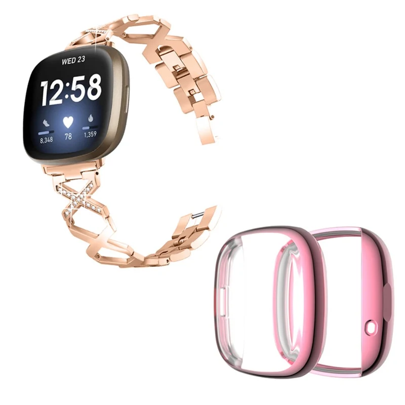 Fitbit Sense / Fitbit Versa 3 Metall armband mit Hülle