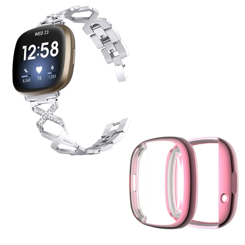 Fitbit Sense / Fitbit Versa 3 Metall armband mit Hülle