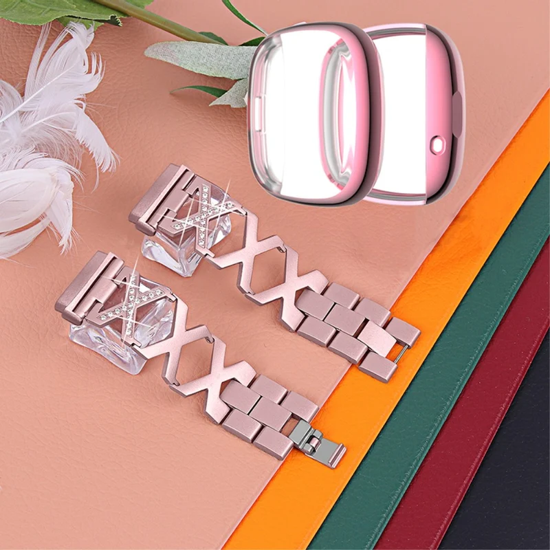 Fitbit Sense / Fitbit Versa 3 Metall armband mit Hülle