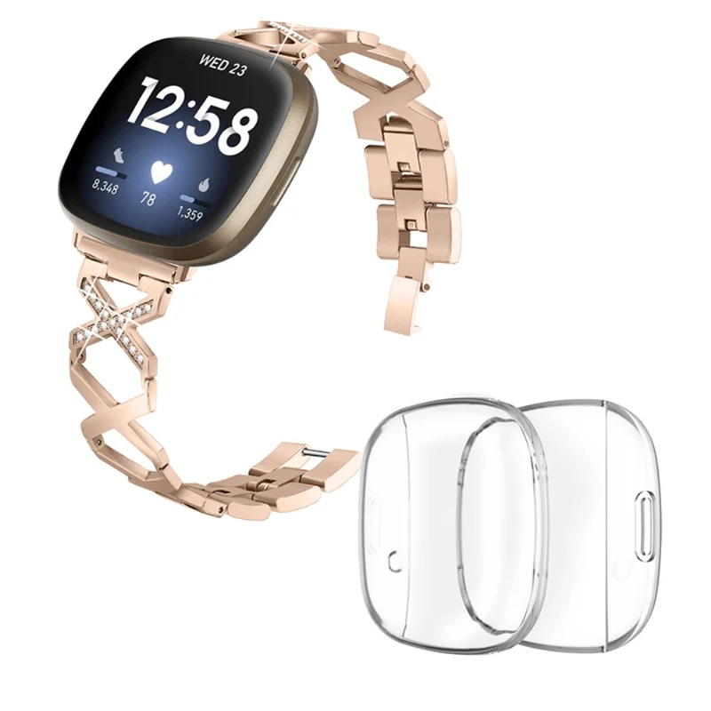 Fitbit Sense / Fitbit Versa 3 Metall armband mit Hülle
