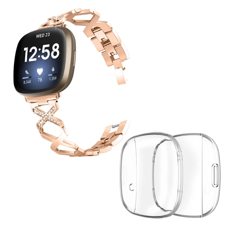 Fitbit Sense / Fitbit Versa 3 Metall armband mit Hülle