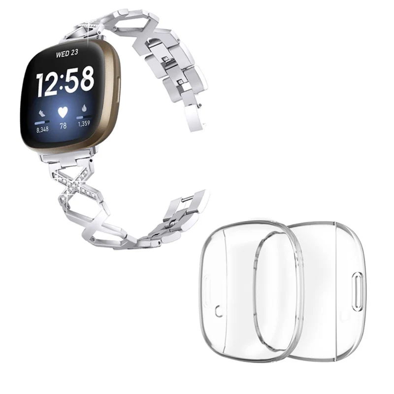 Fitbit Sense / Fitbit Versa 3 Metall armband mit Hülle