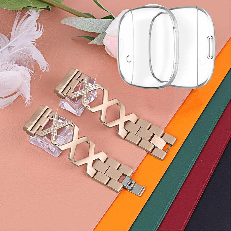 Fitbit Sense / Fitbit Versa 3 Metall armband mit Hülle