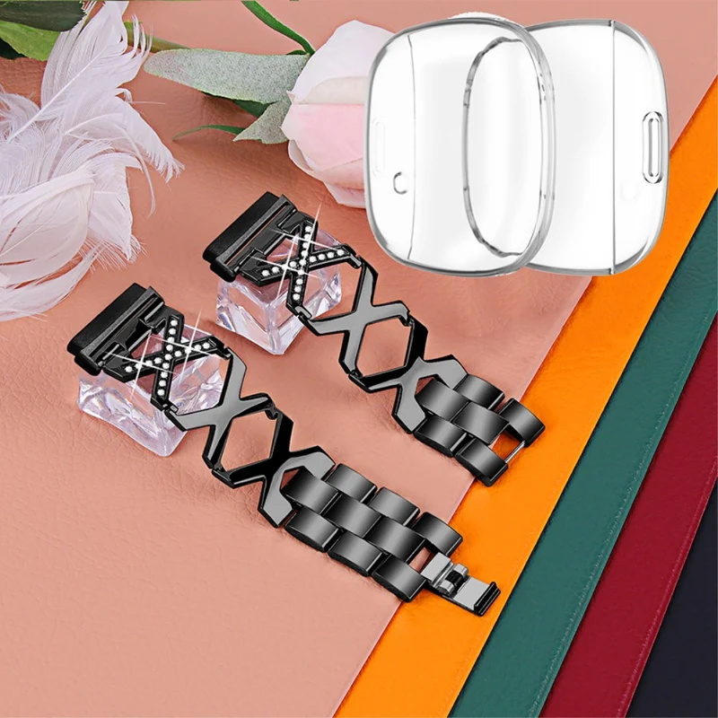Fitbit Sense / Fitbit Versa 3 Metall armband mit Hülle