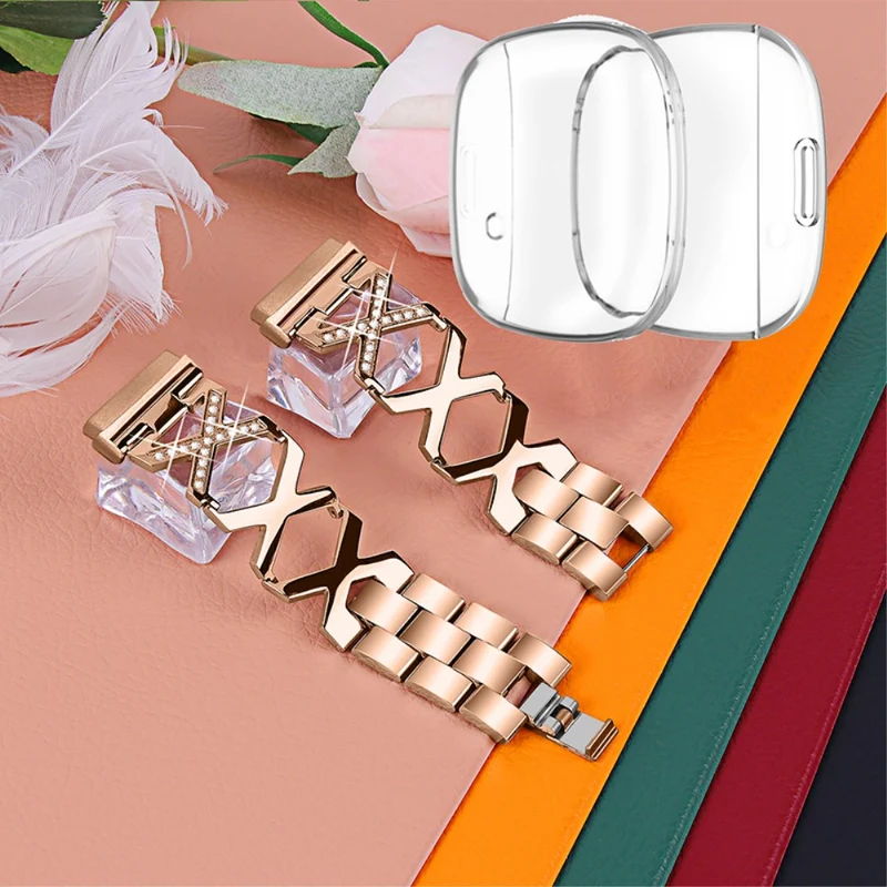 Fitbit Sense / Fitbit Versa 3 Metall armband mit Hülle