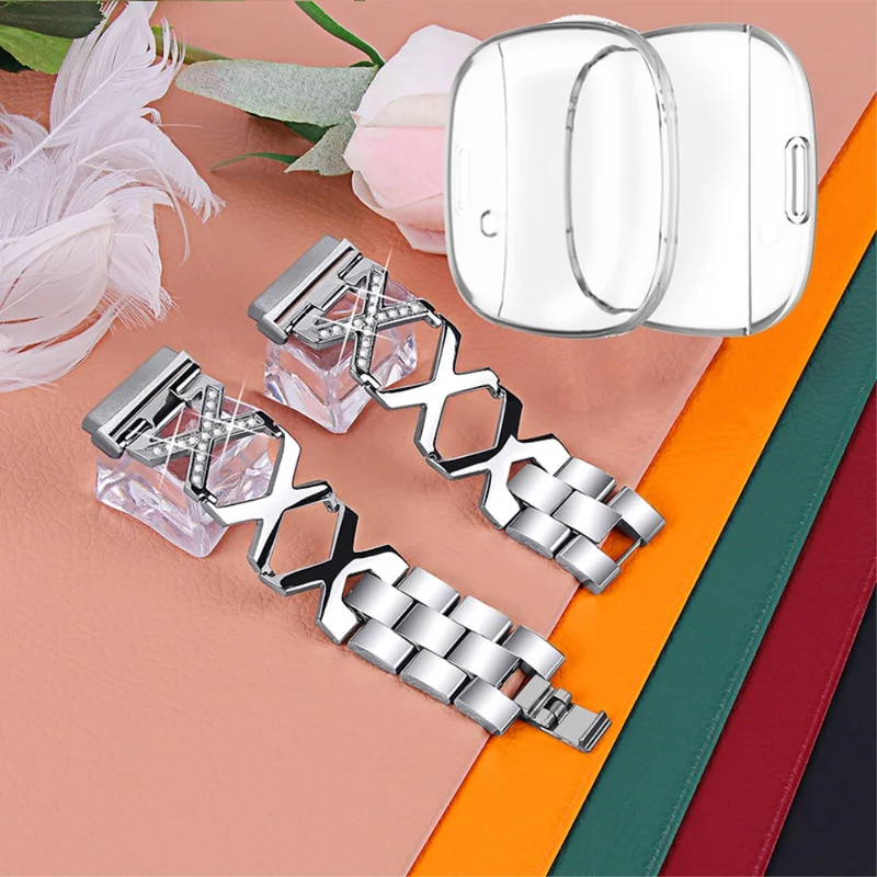 Fitbit Sense / Fitbit Versa 3 Metall armband mit Hülle