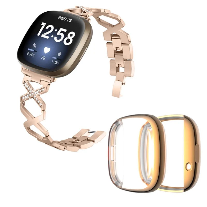 Fitbit Sense / Fitbit Versa 3 Metall armband mit Hülle