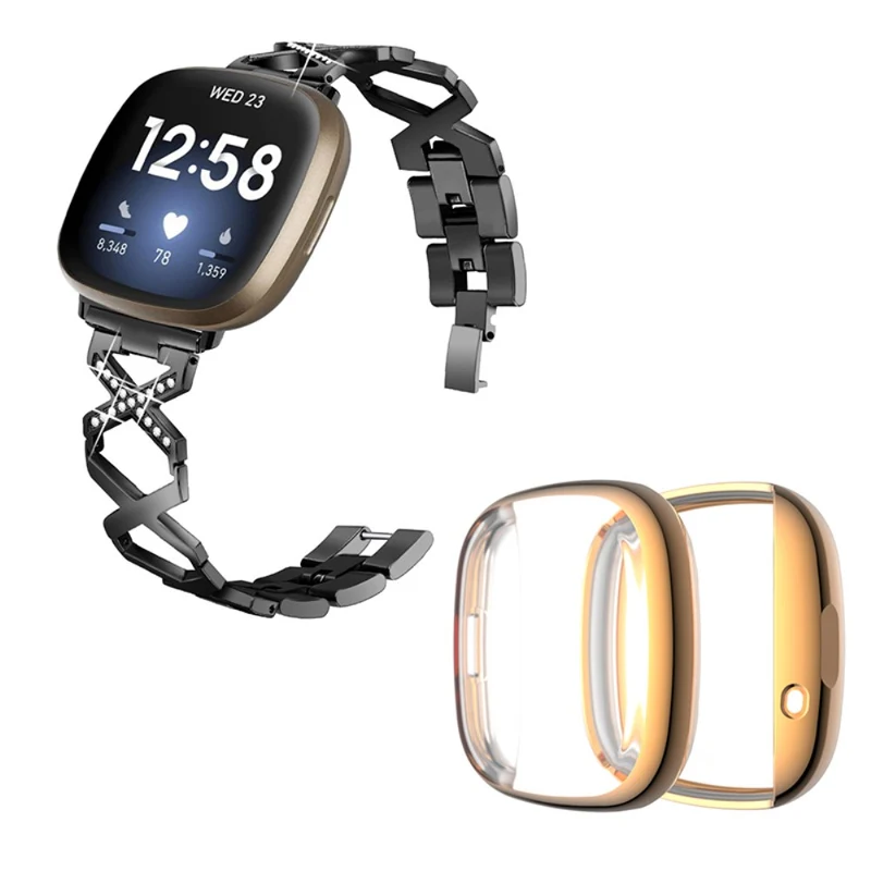Fitbit Sense / Fitbit Versa 3 Metall armband mit Hülle