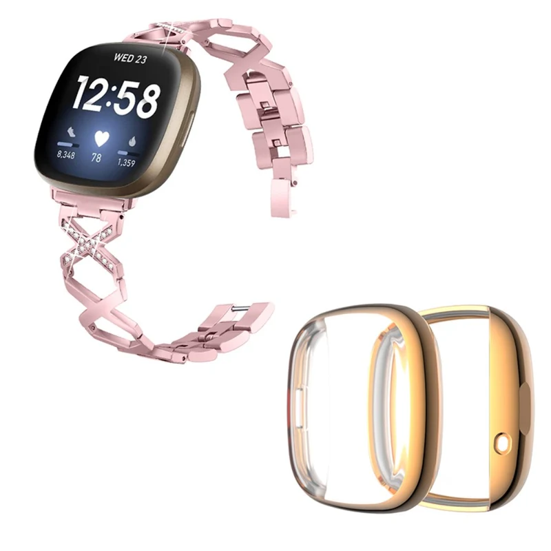 Fitbit Sense / Fitbit Versa 3 Metall armband mit Hülle