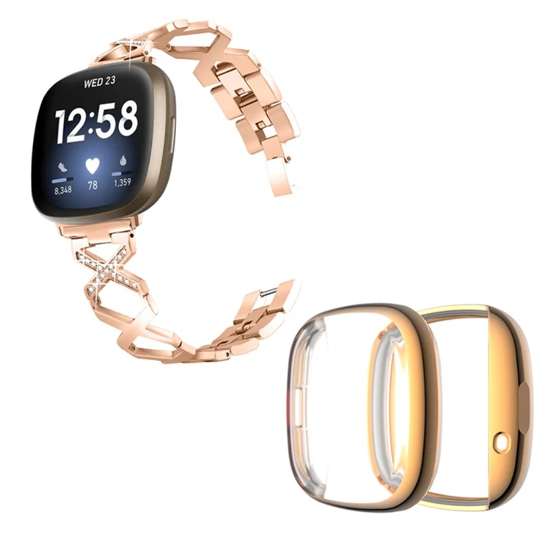 Fitbit Sense / Fitbit Versa 3 Metall armband mit Hülle