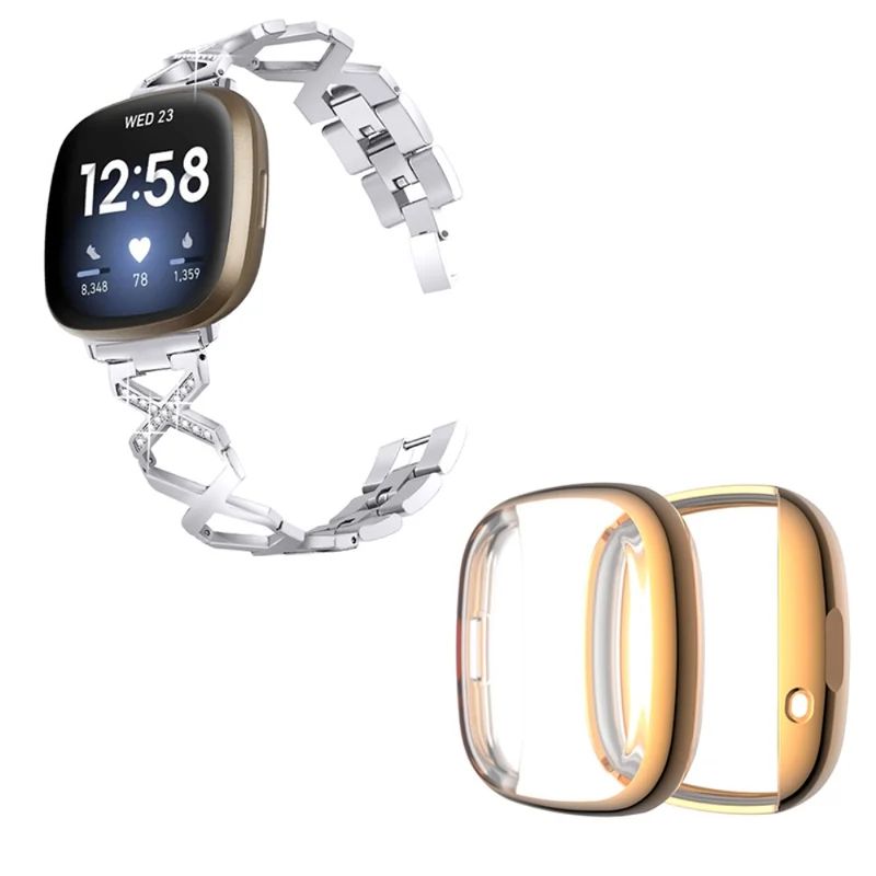 Fitbit Sense / Fitbit Versa 3 Metall armband mit Hülle