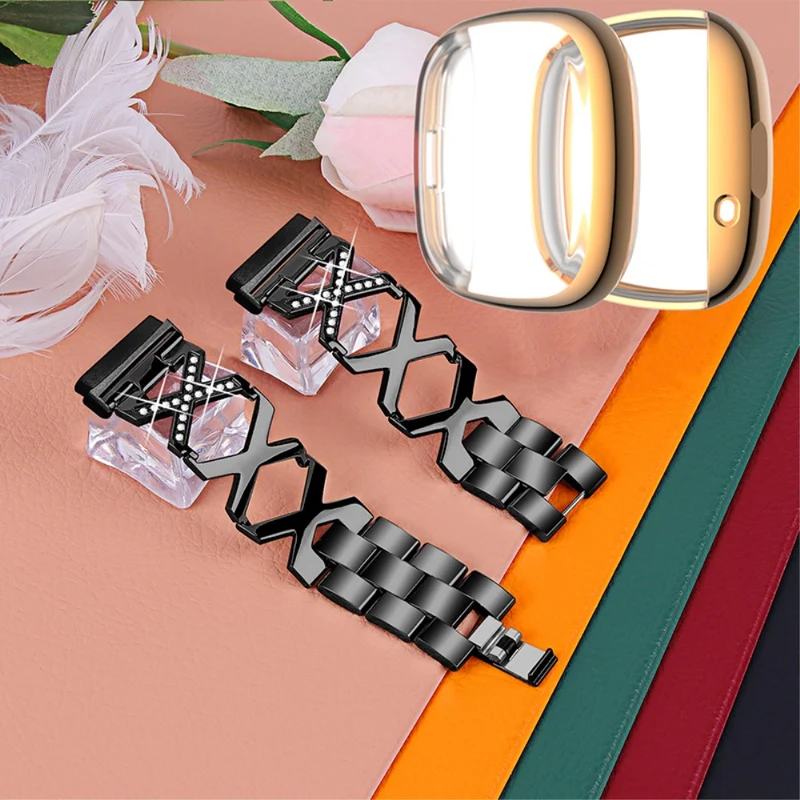 Fitbit Sense / Fitbit Versa 3 Metall armband mit Hülle