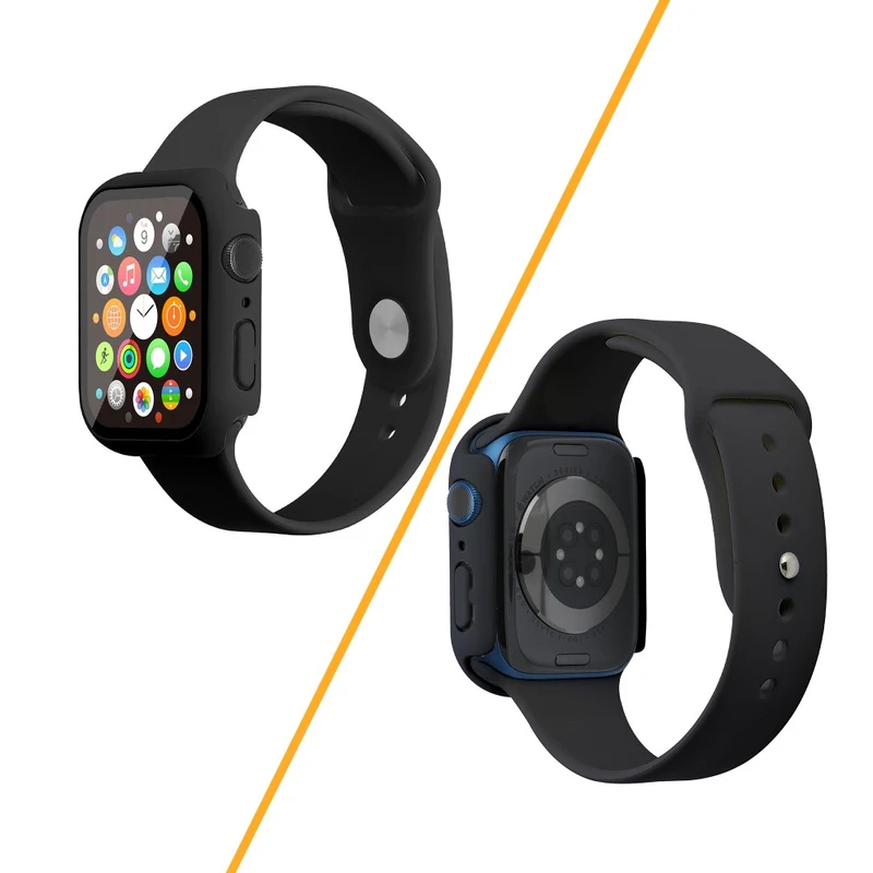 Apple Watch Series 7 45mm Silikon / TPU armband mit Hülle und Gehärtetes Glas