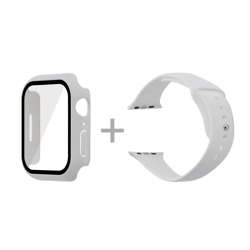 Apple Watch Series 7 45mm Silikon / TPU armband mit Hülle und Gehärtetes Glas